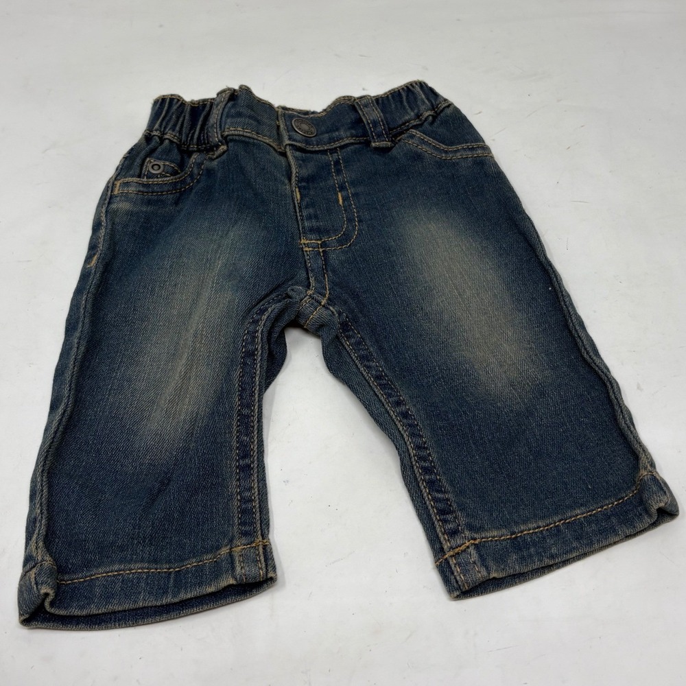 Carters Baby Boy Dark Wash Denim Jeans Elastic Waist Size 3 Months